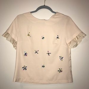 Embellished Ruffle Sleeve Blouse